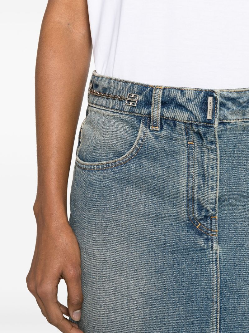 Blue Chain-embellished Denim Mini Skirt