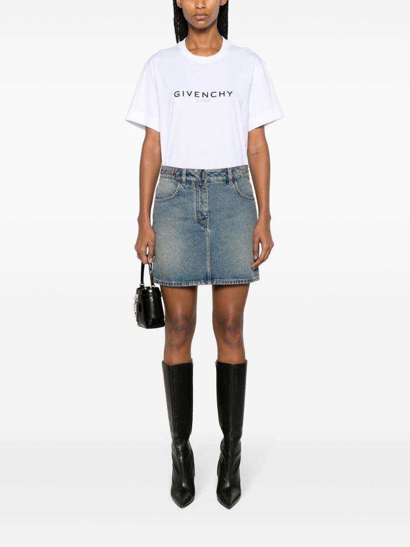 Blue Chain-embellished Denim Mini Skirt