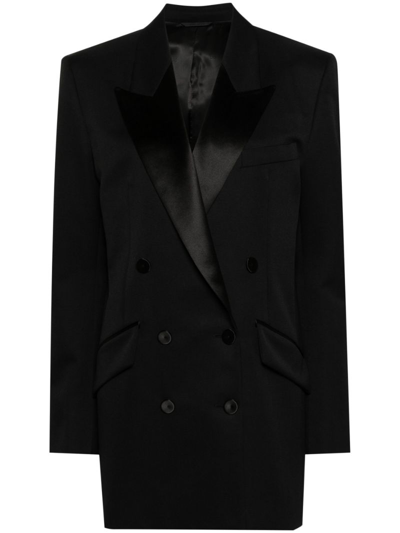 Black Double-breasted Wool Blazer