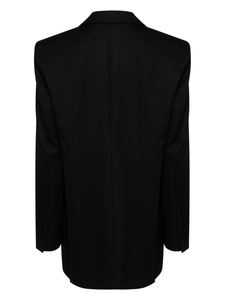 Black Double-breasted Wool Blazer
