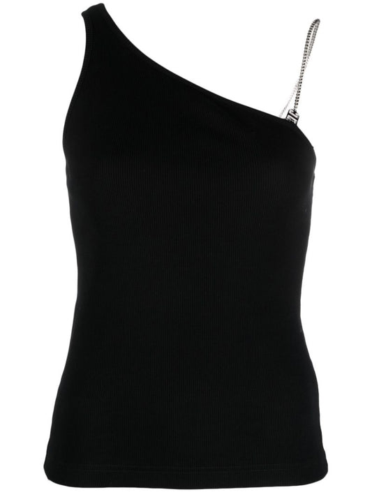 Black Chain-detail Cotton Top