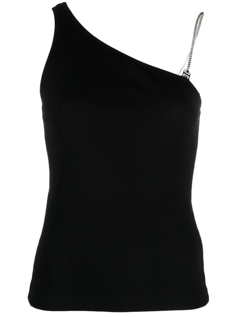 Black Chain-detail Cotton Top