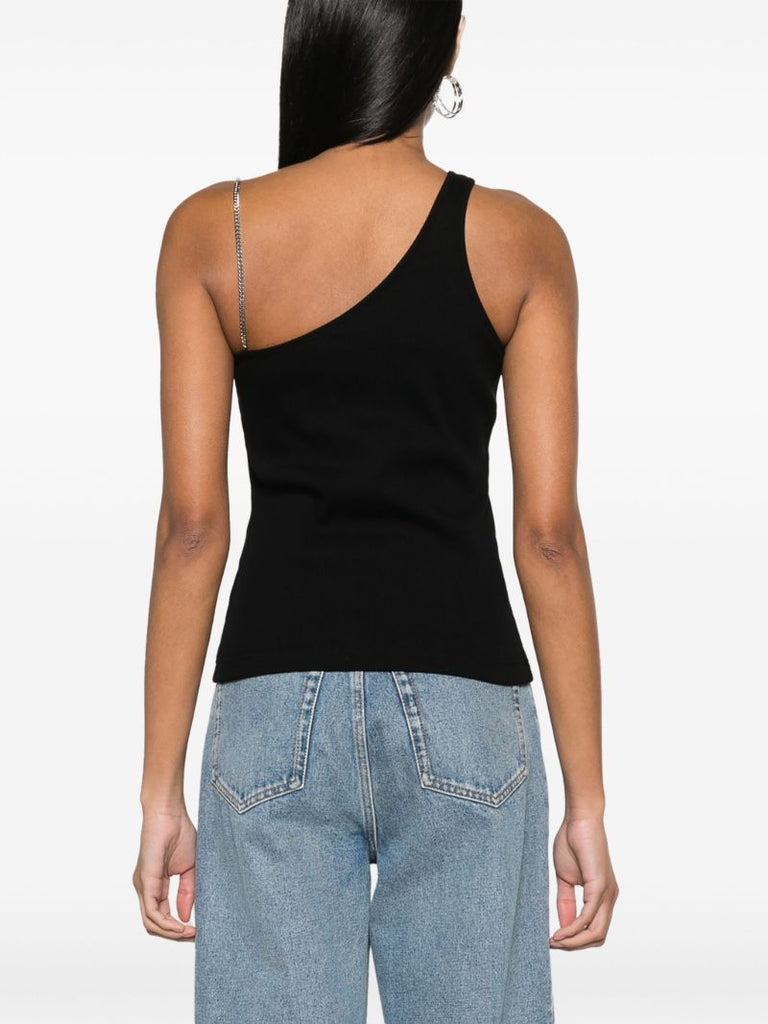 Black Chain-detail Cotton Top