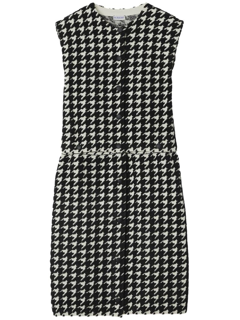 Black Houndstooth-pattern Convertible Dress