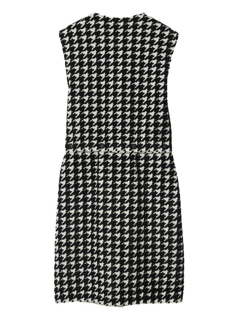 Black Houndstooth-pattern Convertible Dress