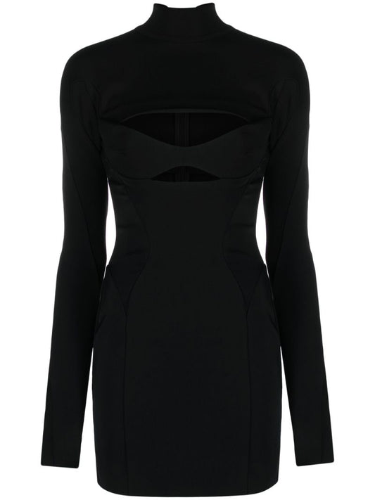 Black High-neck Mini Dress
