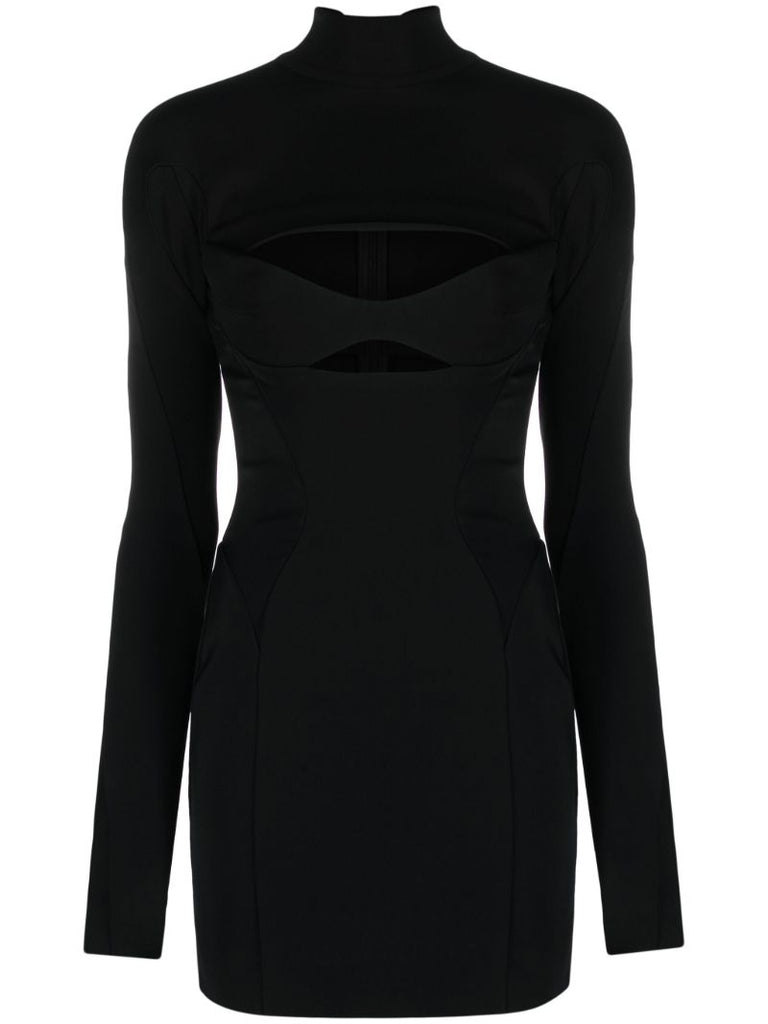 Black High-neck Mini Dress