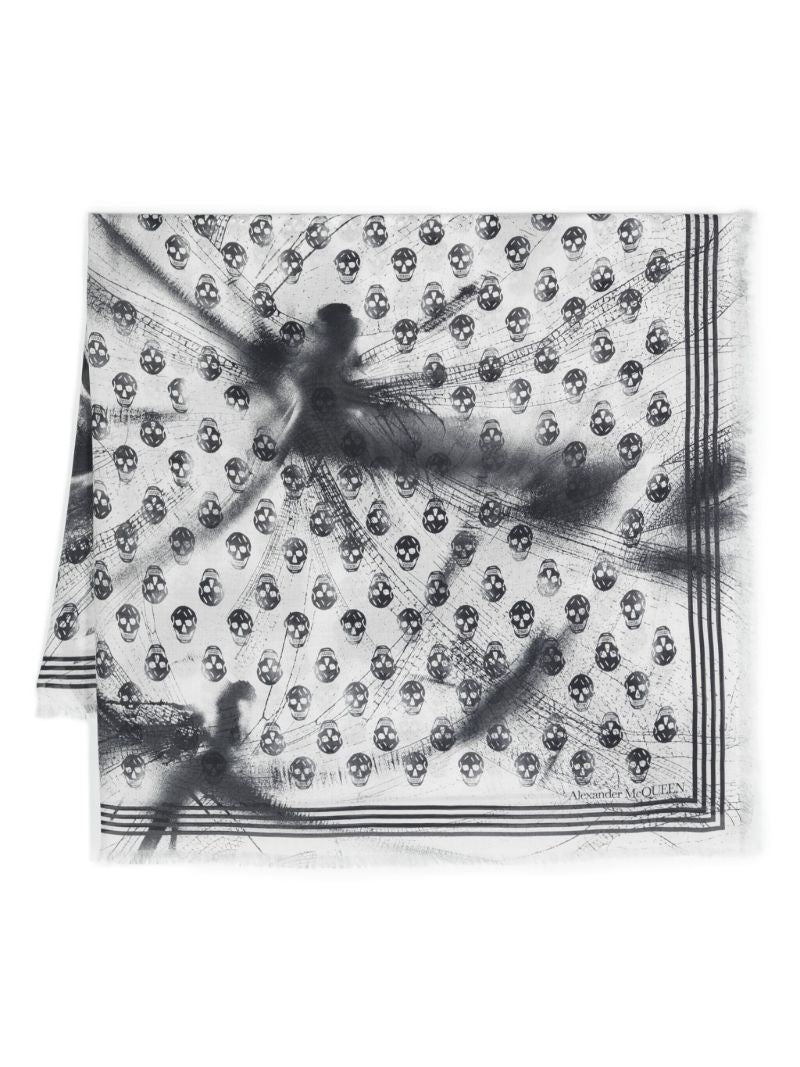 White Skull-print Modal Scarf