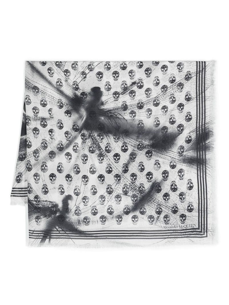 White Skull-print Modal Scarf