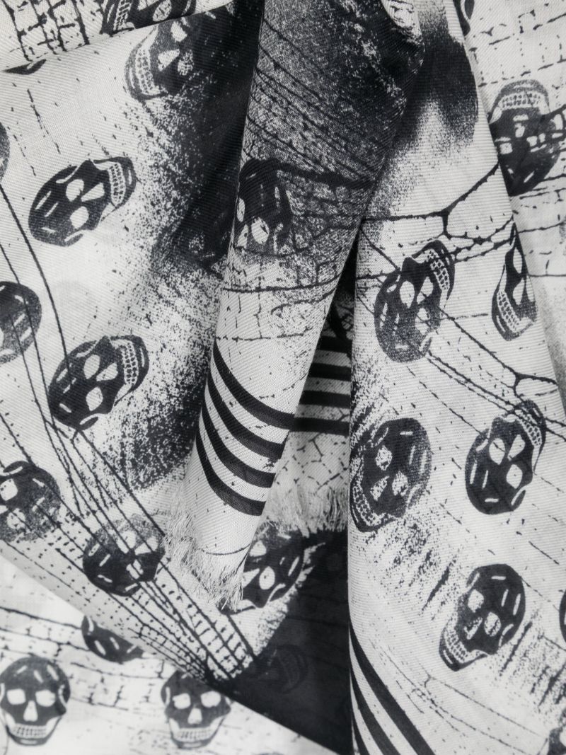 White Skull-print Modal Scarf