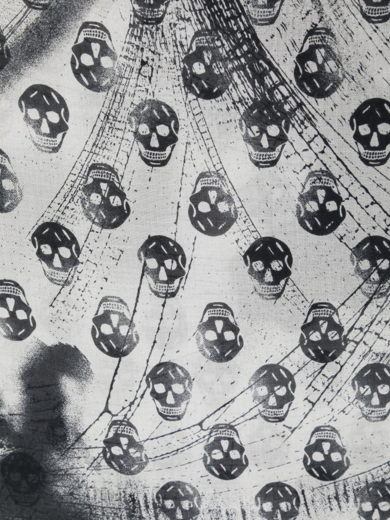 White Skull-print Modal Scarf