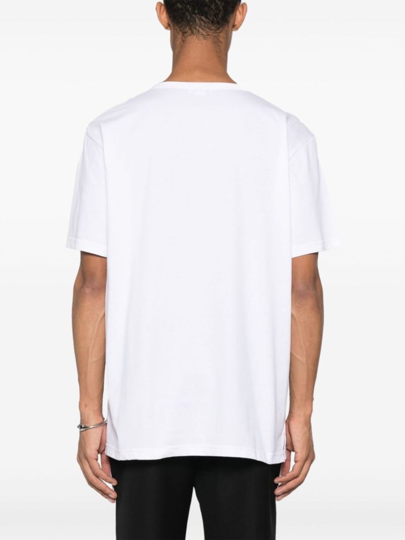 White Obscured Skull-print Cotton T-shirt