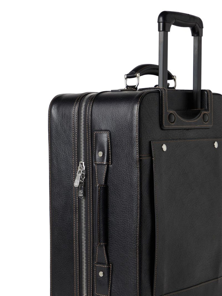 Black Logo-embossed Leather Suitcase