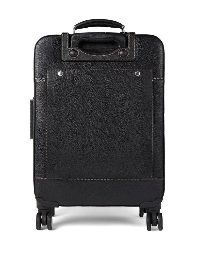 Black Logo-embossed Leather Suitcase