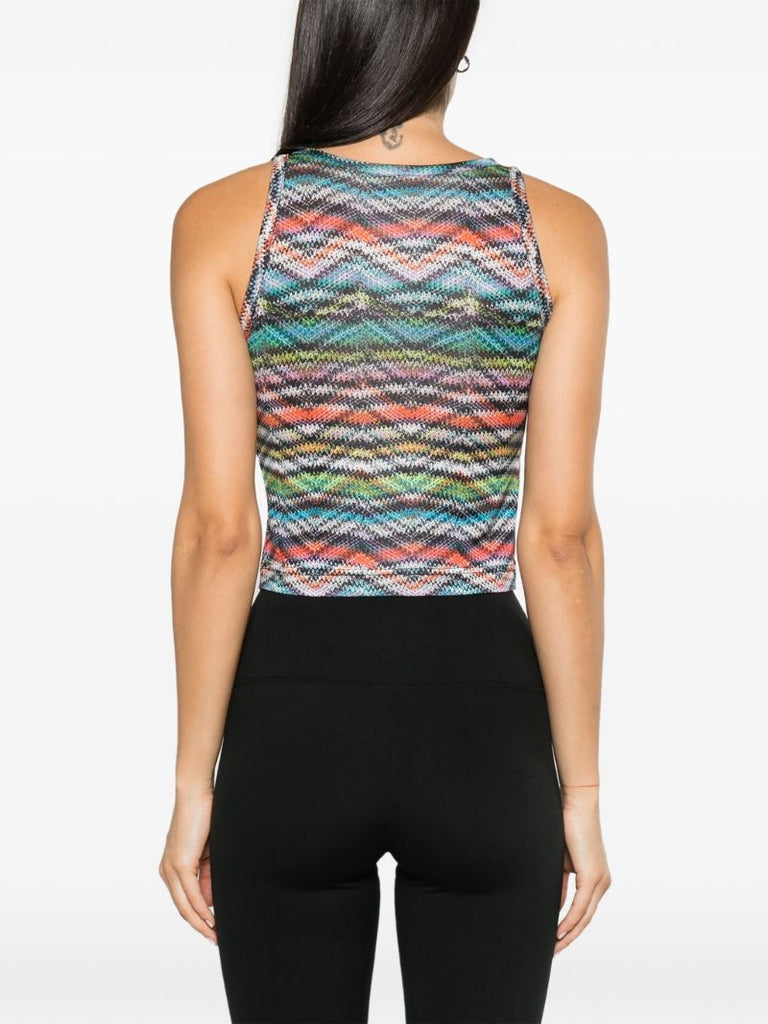 Multicolour Zig-zag Print Sleeveless Top