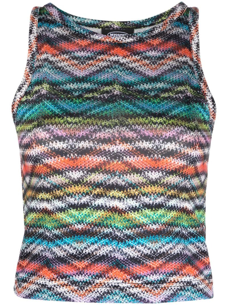 Multicolour Zig-zag Print Sleeveless Top