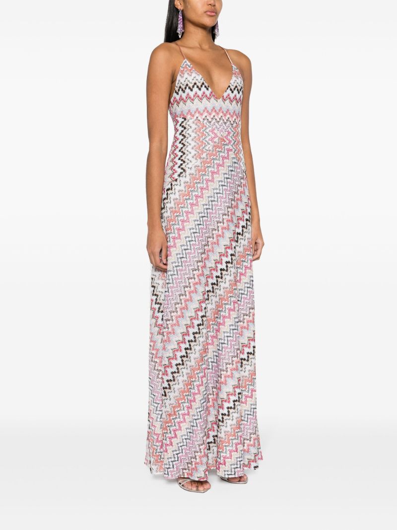 Pink Zigzag-pattern Maxi Dress