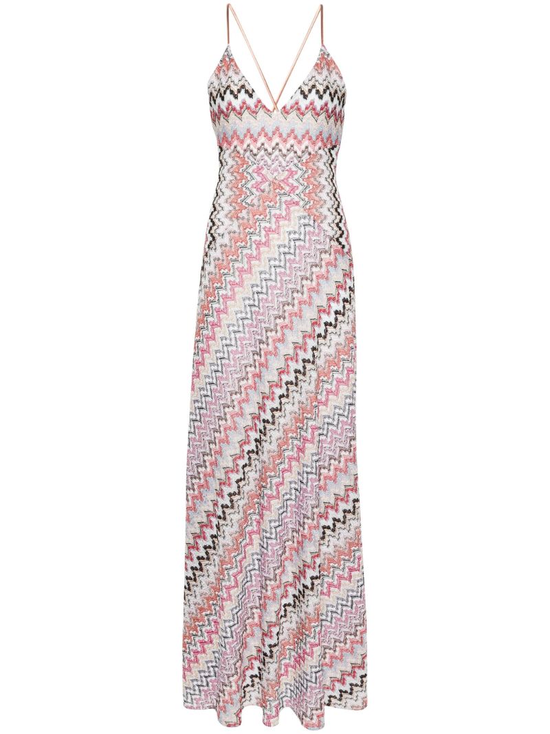 Pink Zigzag-pattern Maxi Dress