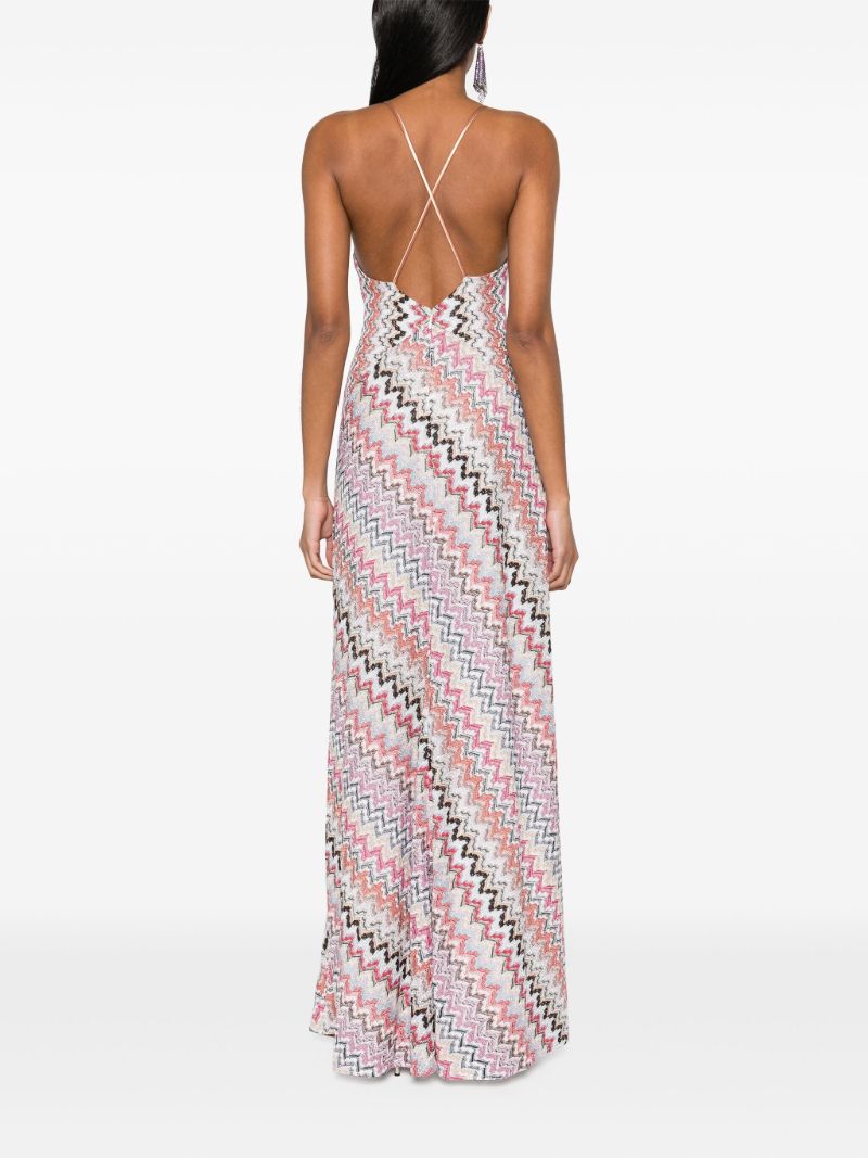 Pink Zigzag-pattern Maxi Dress