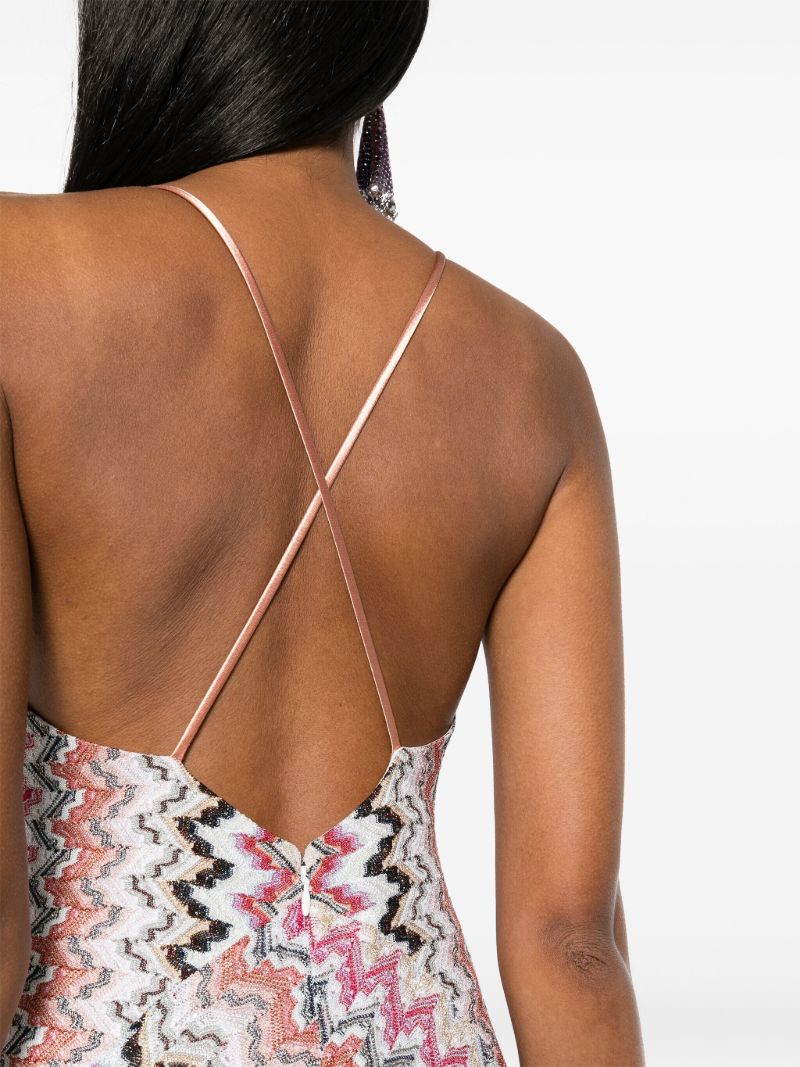 Pink Zigzag-pattern Maxi Dress