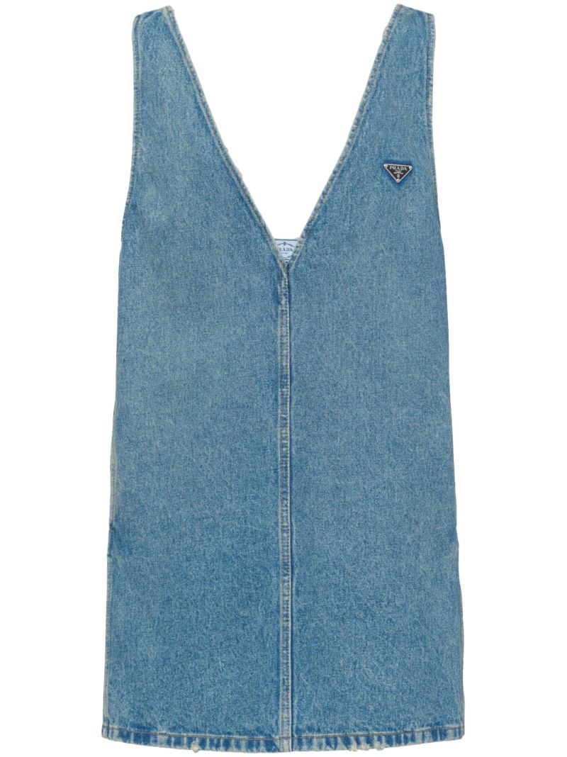 Blue V-neck Denim Mini Dress