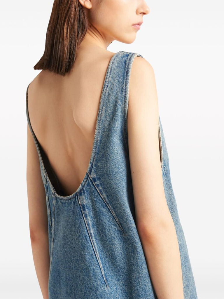 Blue V-neck Denim Mini Dress