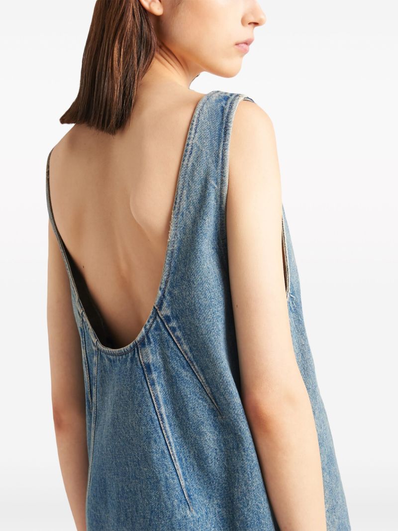 Blue V-neck Denim Mini Dress