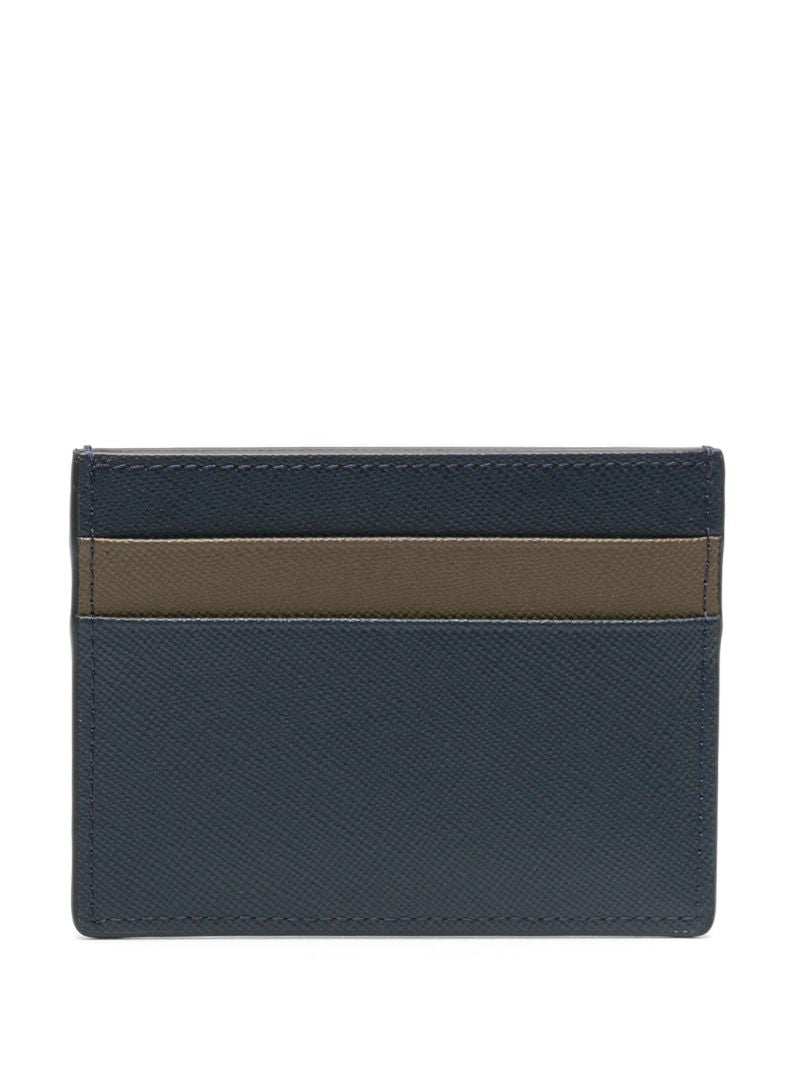 Blue Colour-block Leather Card Holder