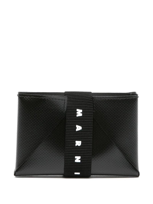 Black Origami Logo-strap Card Holder