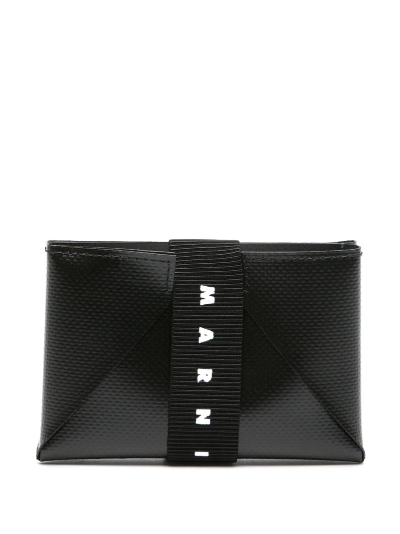 Black Origami Logo-strap Card Holder
