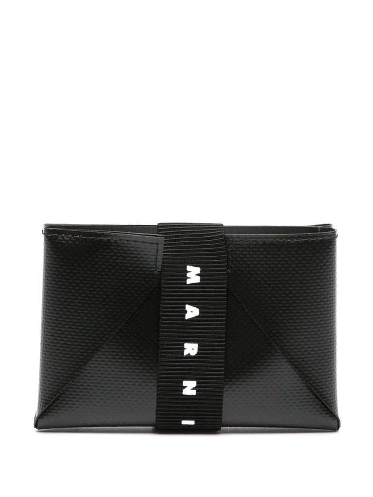 Black Origami Logo-strap Card Holder