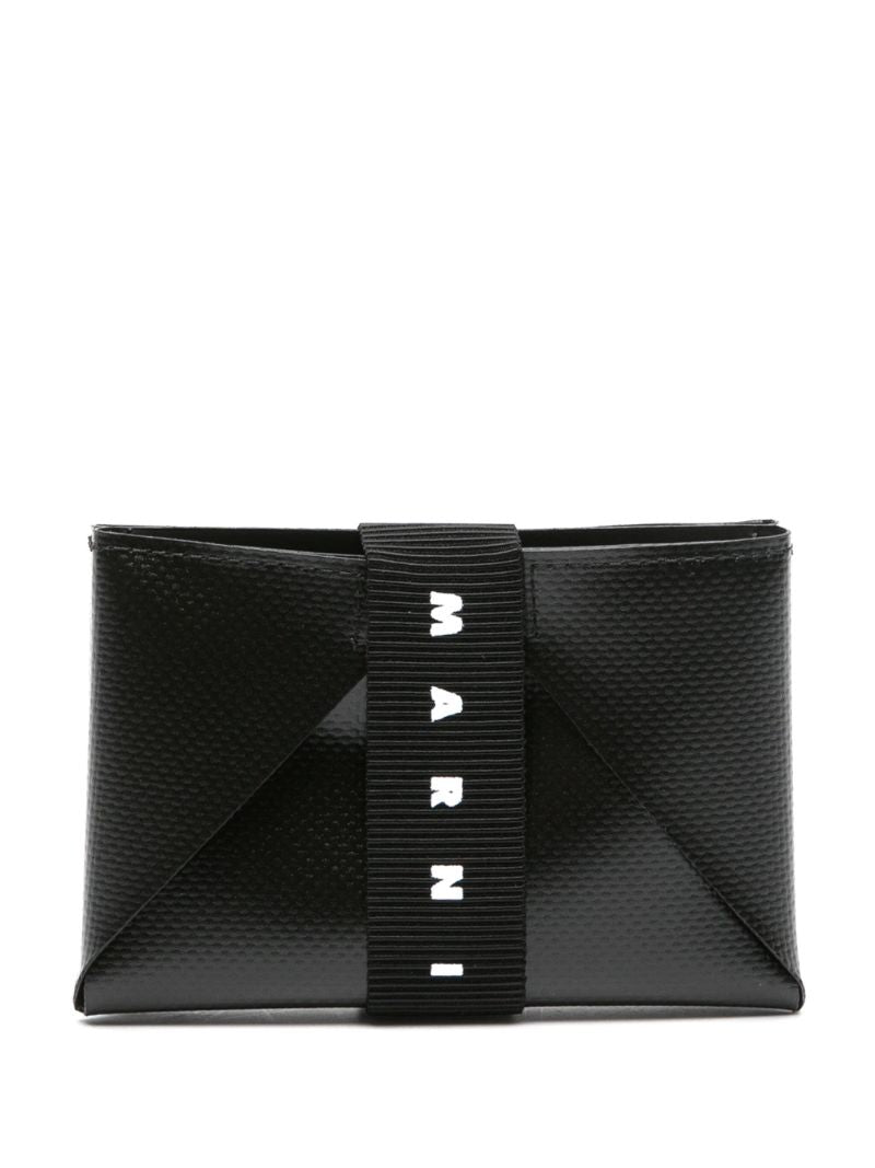 Black Origami Logo-strap Card Holder