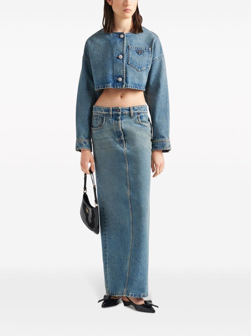 Blue Denim Maxi Skirt
