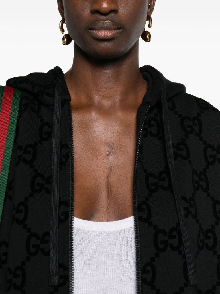 Black Interlocking G Cotton Hooded Jacket