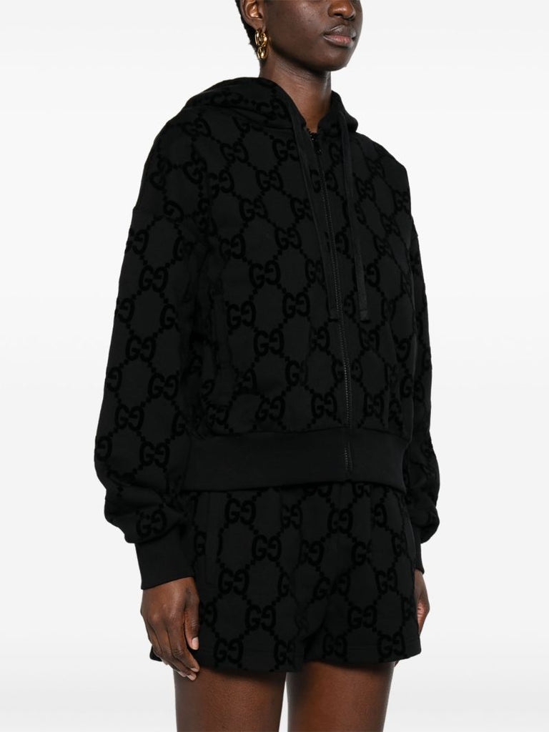Black Interlocking G Cotton Hooded Jacket