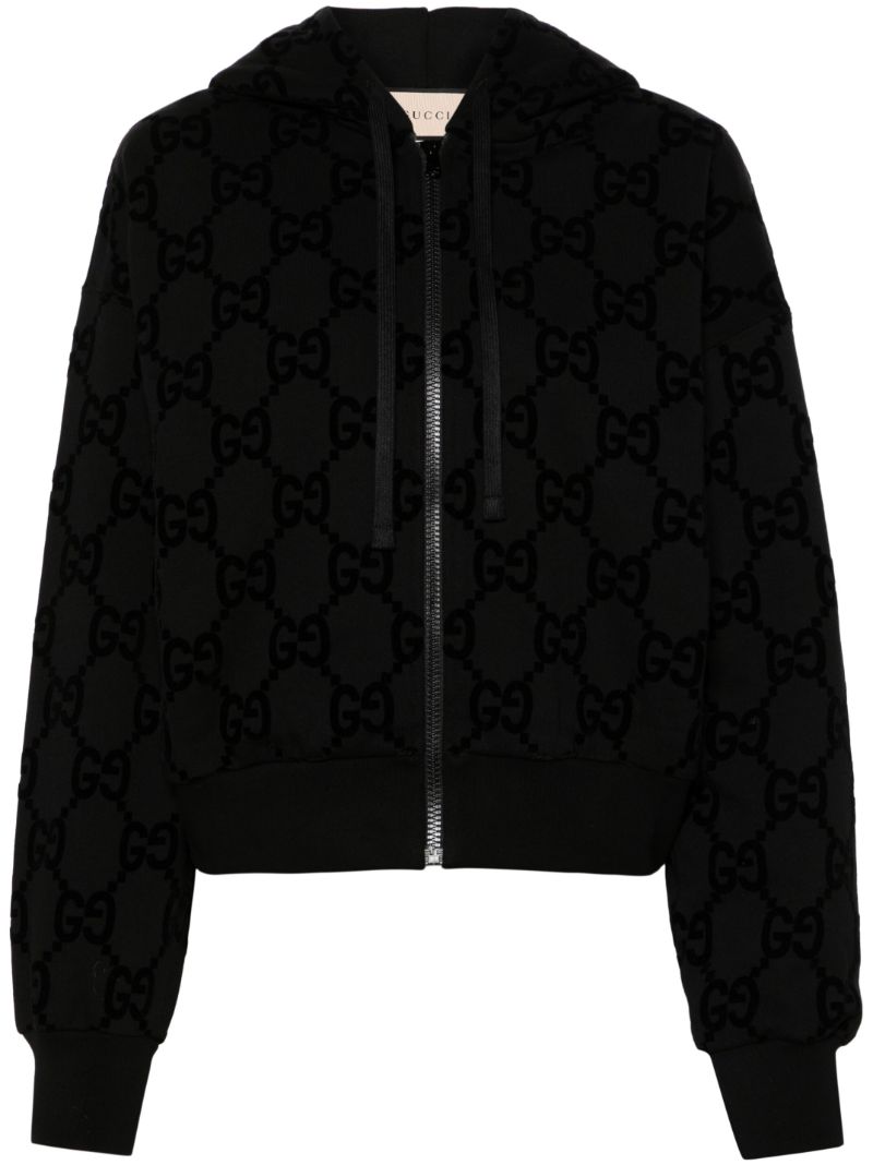 Black Interlocking G Cotton Hooded Jacket
