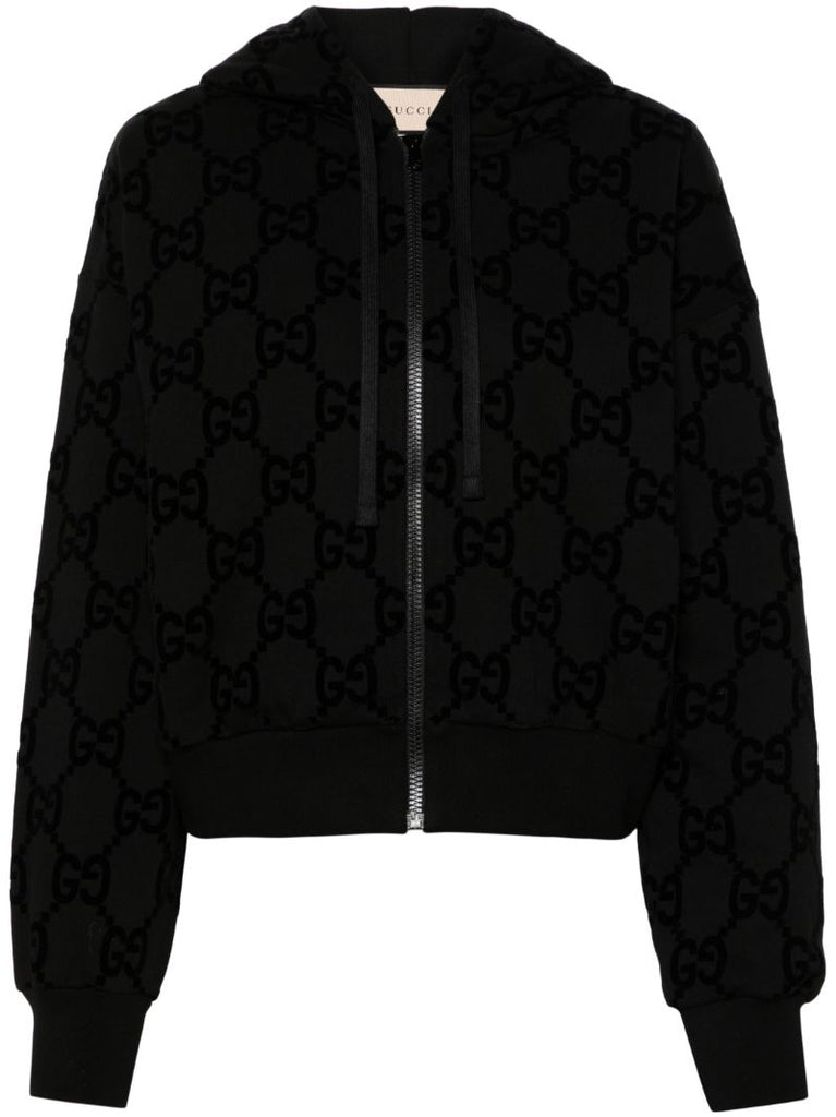 Black Interlocking G Cotton Hooded Jacket