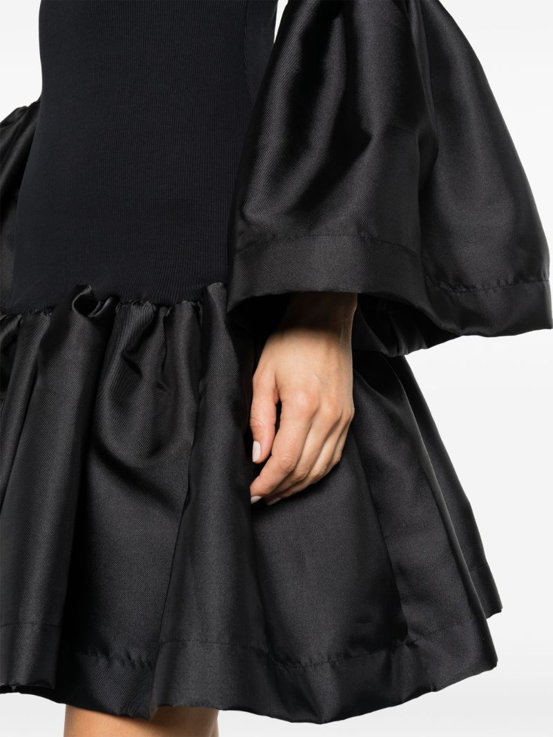 Black Satin Trim Knit Dress