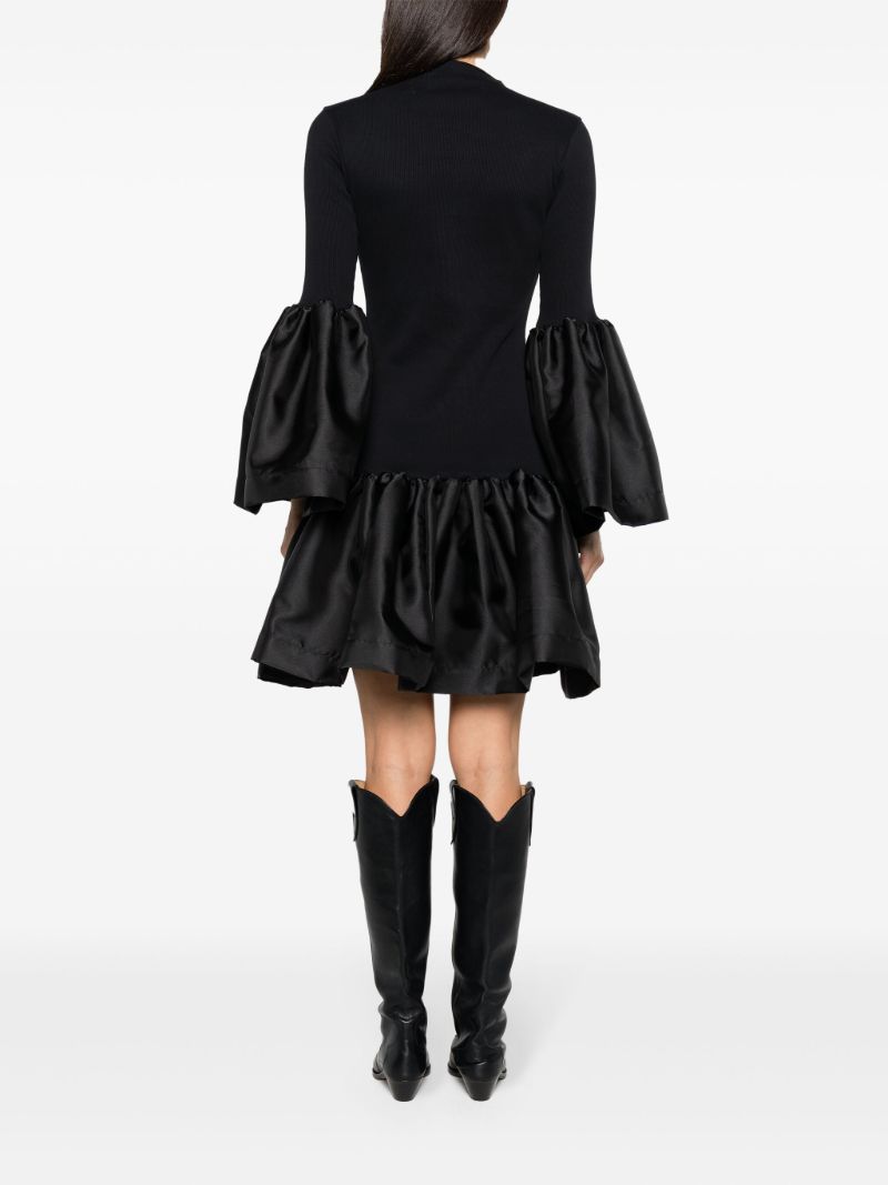 Black Satin Trim Knit Dress