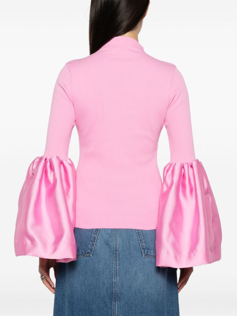 Pink Flared Sleeve Knit Top