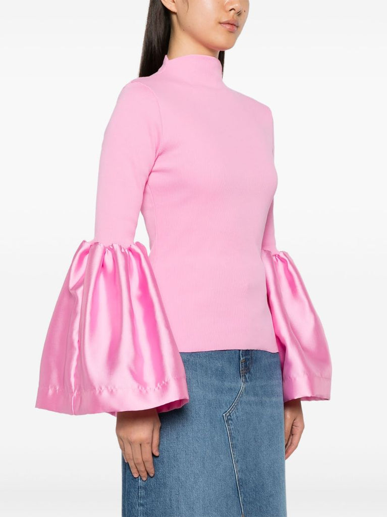 Pink Flared Sleeve Knit Top