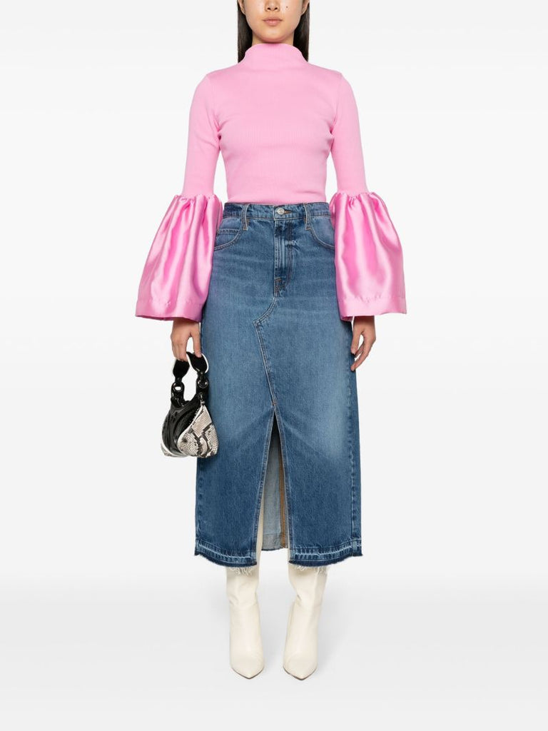 Pink Flared Sleeve Knit Top