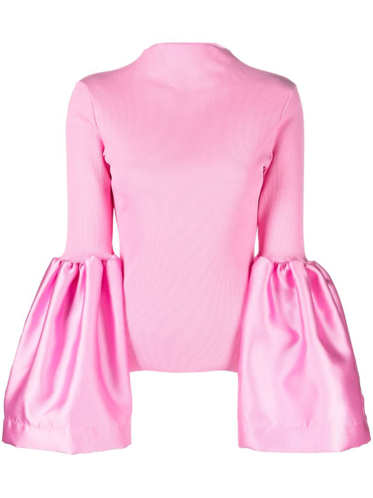 Pink Flared Sleeve Knit Top