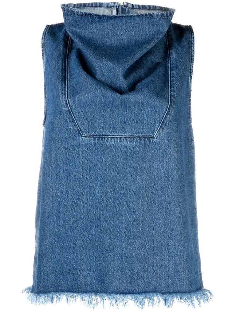 Blue Funnel Neck Denim Vest