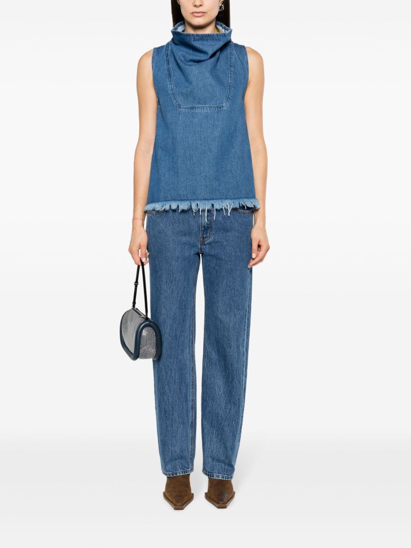 Blue Funnel Neck Denim Vest
