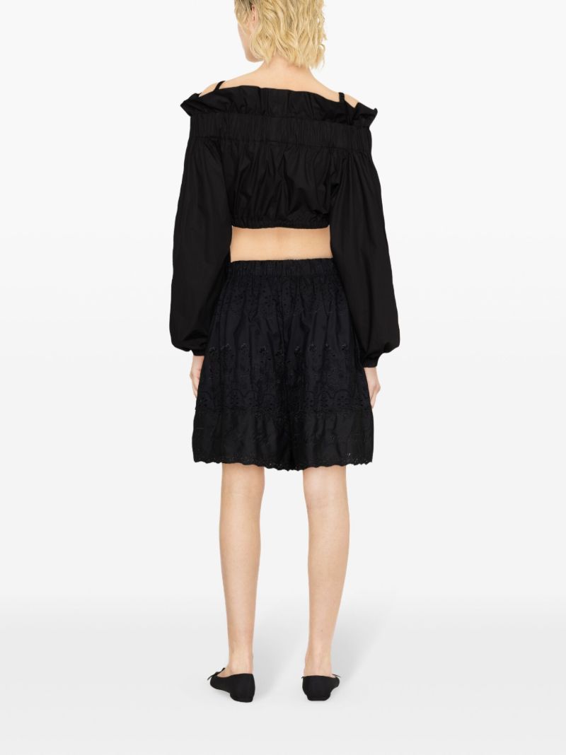 Black Bow-detail Cotton Bustier Blouse