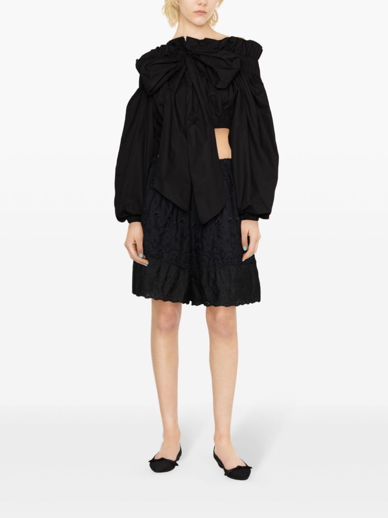 Black Bow-detail Cotton Bustier Blouse