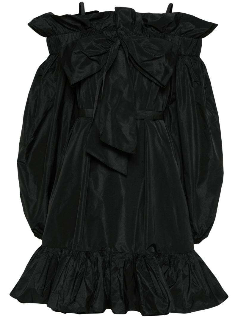 Black Ruffled Cold-shoulder Mini Dress