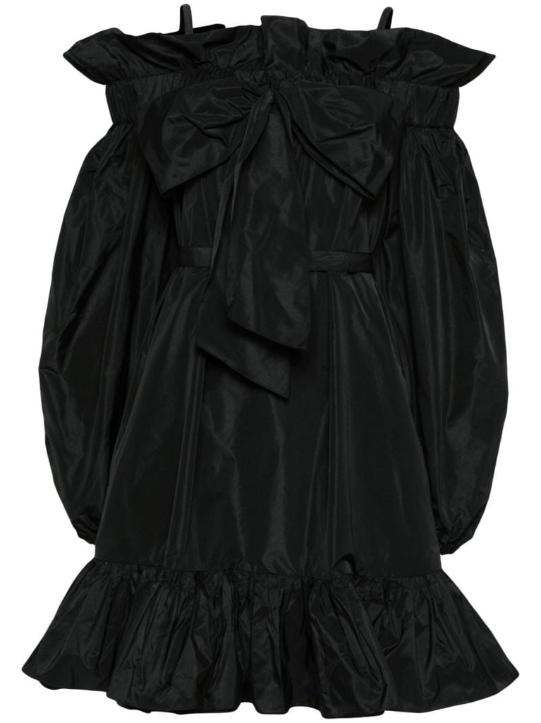 Black Ruffled Cold-shoulder Mini Dress
