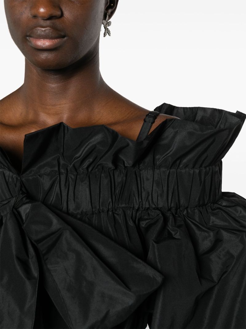 Black Ruffled Cold-shoulder Mini Dress